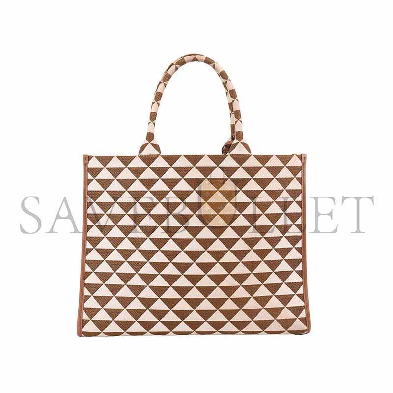 PRADA BROWN CREAM LARGE SYMBOLE TOTE 1BA356 (39*31*11cm) 